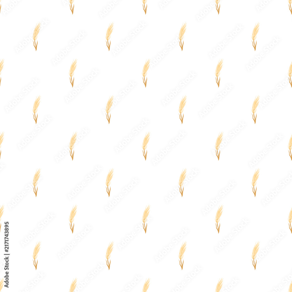 Fototapeta premium Repeatable pattern showing golden wheat spikes on a white background