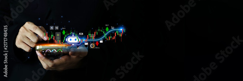 Business professional analyzing AI-powered financial dashboards with real-time market data, investment insights, and interactive analytics for smarter trading and business decisions.