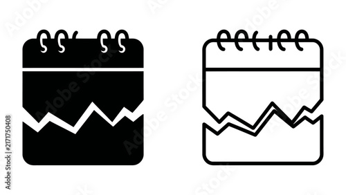 Torn Calendar Icon: A graphic representation of a torn calendar page, symbolizing missed deadlines, broken appointments, or overdue tasks.