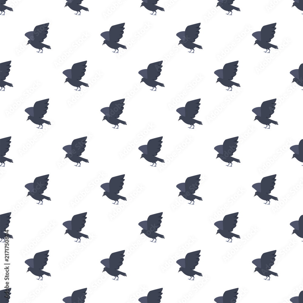 Naklejka premium Black crows creating a repeating, decorative, and spooky flat design pattern