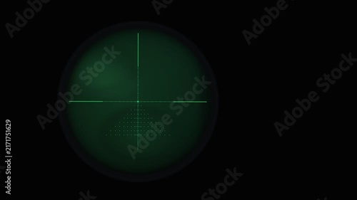 Tactical night vision scope with complex reticle display. 4K Video