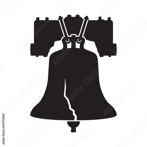 Liberty Bell black silhouette icon vector illustration isolated on white background