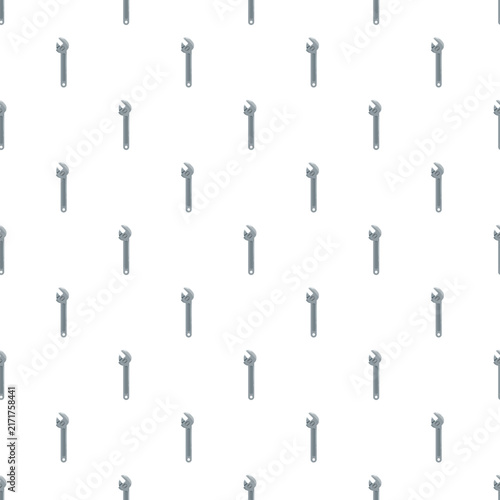 Seamless pattern featuring a repeating, flat design adjustable spanner tool