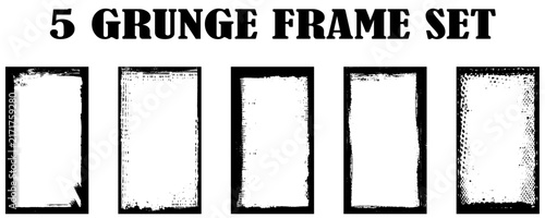 Grunge frames. Ink brush stroke border, artistic brush blots and black paint frame design  isolated elements set. Grungry geometrical objects. Pack of messy paintbrush frames