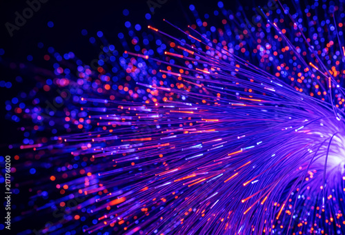 Close-up view on big data fiber optic