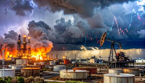 Energy surge glows with radiant clarity, radiating resilience, volatility, and power; a vivid emblem of industry, environment, and transformation within markets.