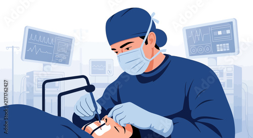 Ophthalmologist performing eye surgery in operating room