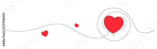 Continues line heart creates an elegant swirl design , love vector background
