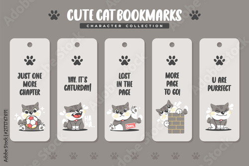 cute cat printable bookmark design