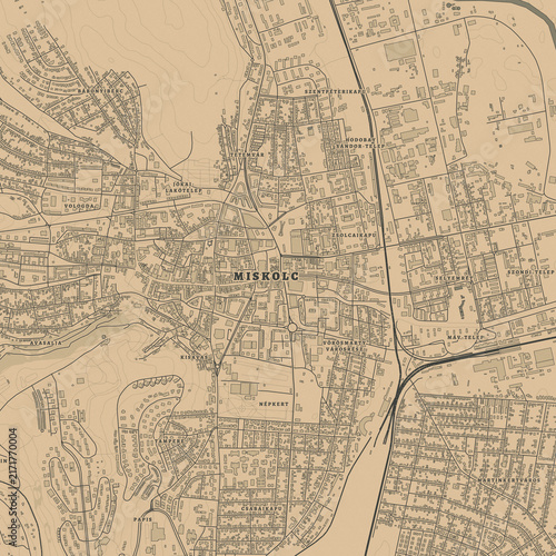 Vintage Map of Miskolc Hungary – Historic Industrial City and Bukk Heritage
