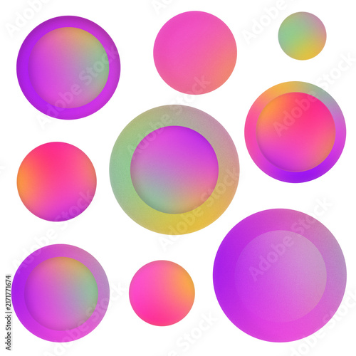 Colorful gradient circles and abstract round blobs isolated on transparent background for modern graphic design and creative compositions