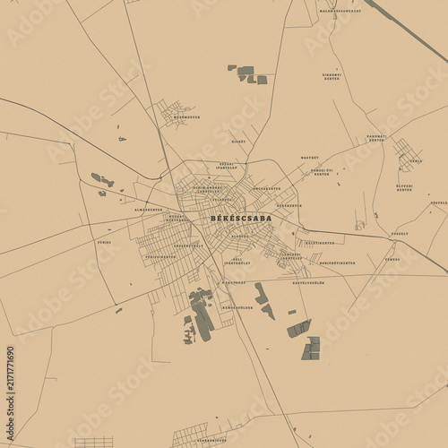 Vintage Map of Bekescsaba Hungary – Great Plain Heritage and Historic City