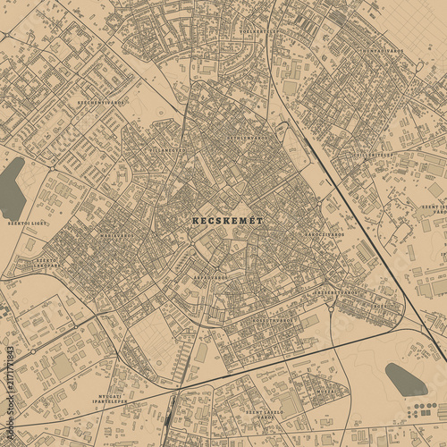 Vintage Map of Kecskemet Hungary – Art Nouveau Heritage and Historic City Hall