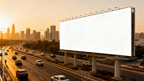 Blank Billboard Along Urban Highway
