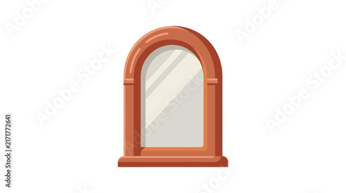 Arched wooden framed mirror icon for home interior design.