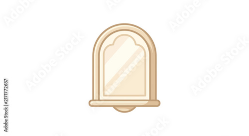 Architectural arched window frame in neutral beige tones.