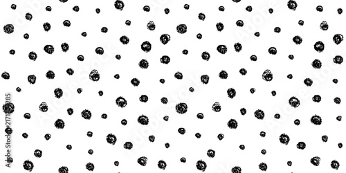 Seamless polka dot crayon pattern. Vector hand drawn chalk circles. Repeatable background, polkadot brush texture
