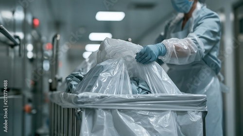 Hospital Worker Handling Contaminated Linen Safely