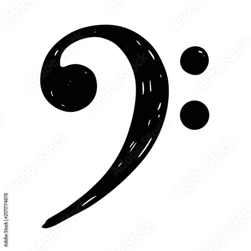 icon silhouette bass clef vector illustration