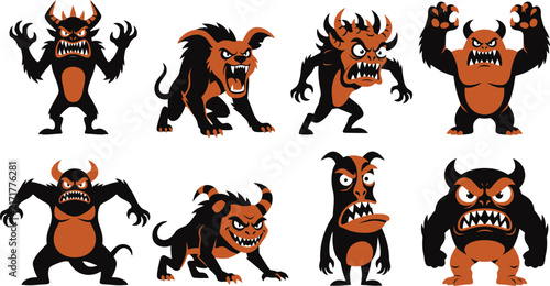 Obraz na plátně A collection of spooky and frightening halloween monsters showcasing various ter
