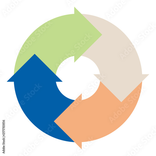 4 Step Circular Arrow Cycle Diagram in Solid Fill Style Infographic Illustration for Business