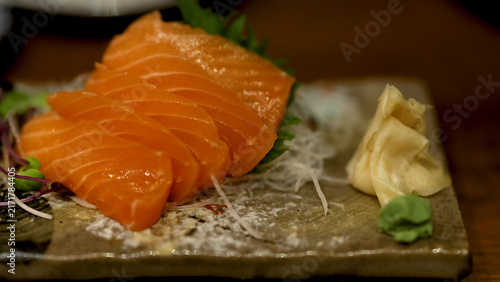 Canvastavla Fresh Salmon Sashimi Platter with Ginger and Wasabi in Dubai