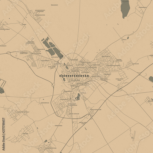 Vintage Map of Szekesfehervar Hungary – Royal City Heritage and Historic Landmarks