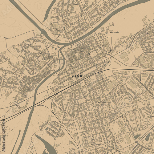 Vintage Map of Gyor Hungary – Historic City and Danube Heritage
