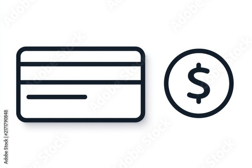 Simple icon of credit card and dollar symbol