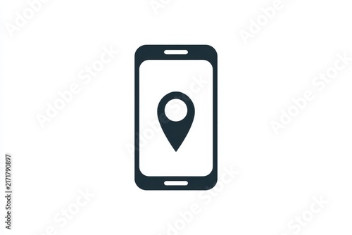 Minimalist smartphone icon with location pin symbol
