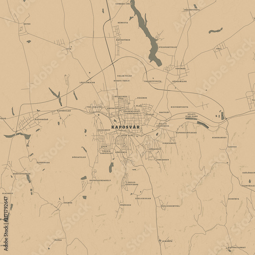 Vintage Map of Kaposvar Hungary – Somogy County Heritage and Historic City