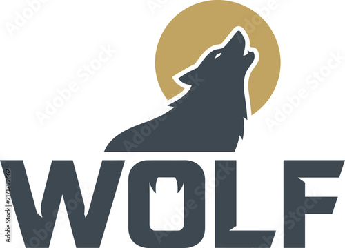 Howling wolf logo with typography with graphic text on transparent background