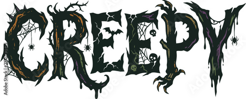 Creepy gothic font lettering design on transparent background