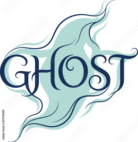 Ghost text with flowing smoke effect on transparent background