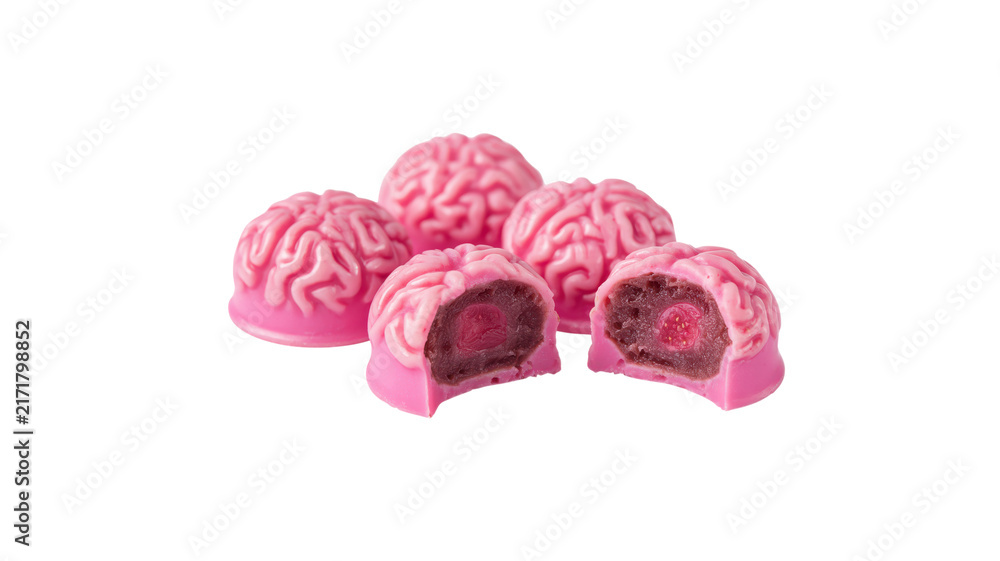 Obraz premium Pink brain chocolates for halloween treat