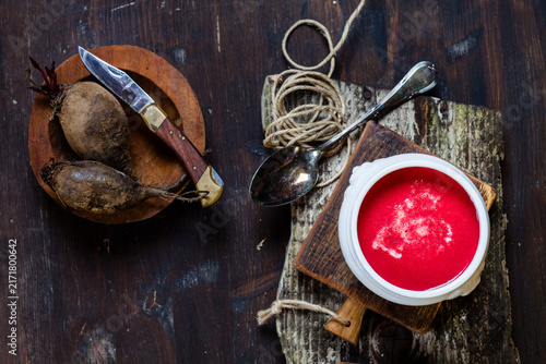 Bowl of beetroot soup
