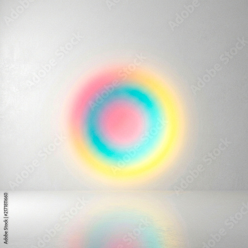 Vibrant abstract Gradient glowing on minimal background with soft circular light projection and pastel reflections for interior design concept
