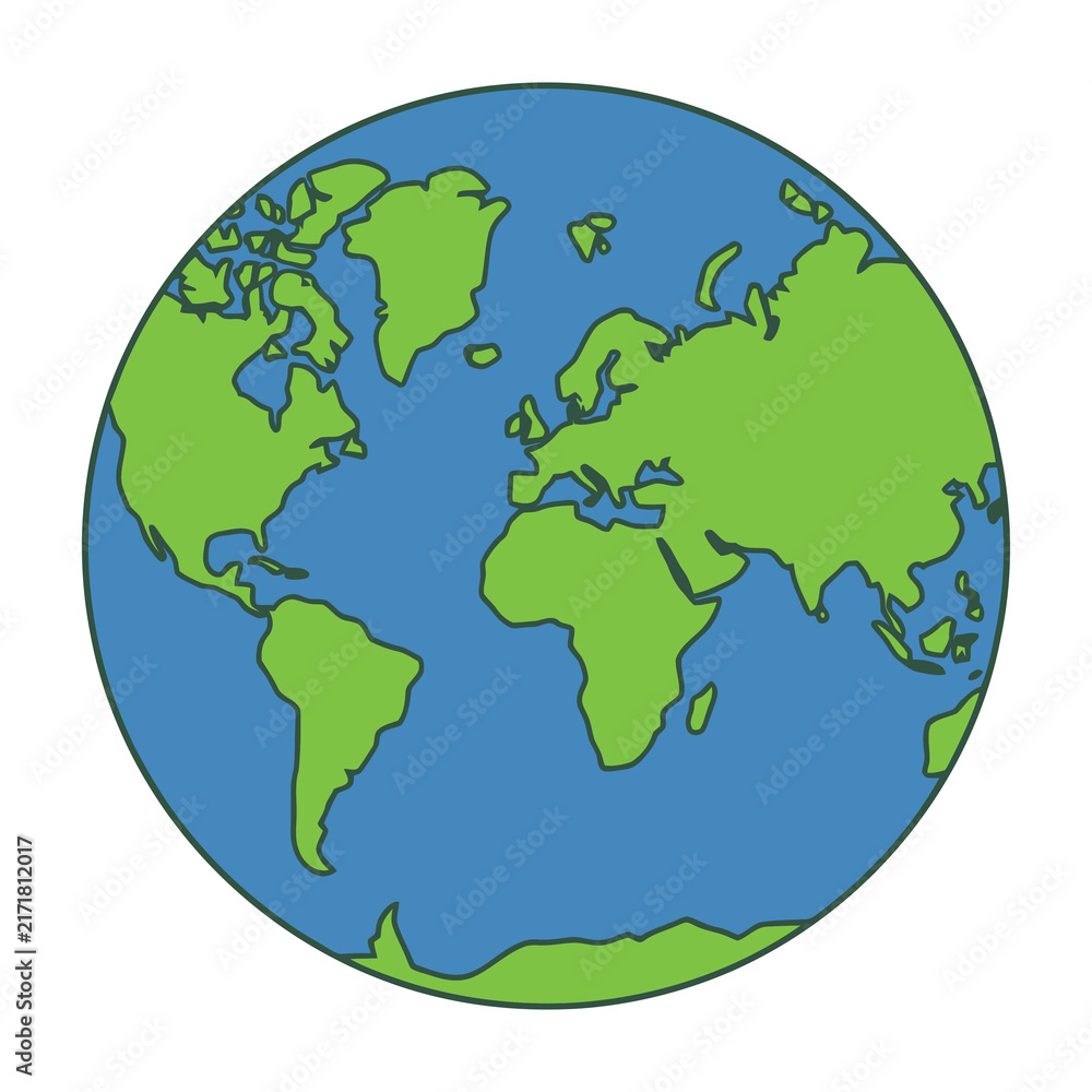 Obraz premium World globe map earth planet blue green continents