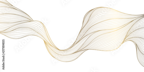 Luxury abstract gold wave pattern with elegant flowing lines background. Premium vector design, soft silk texture, geometric curves, Japanese ornament, business banner, card, wallpaper.