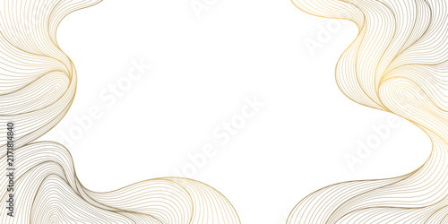Luxury abstract gold wave pattern with elegant flowing lines background. Premium vector design, soft silk texture, geometric curves, Japanese ornament, business banner, card, wallpaper.