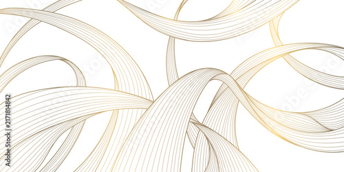 Luxury abstract gold wave pattern with elegant flowing lines background. Premium vector design, soft silk texture, geometric curves, Japanese ornament, business banner, card, wallpaper.
