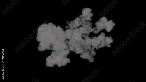 Smoke fire explosion loop animation in 4K resolution with puff dust blast steam shockwave and alpha channel green screen cartoon flash visual effect dynamic motion graphics overlay element