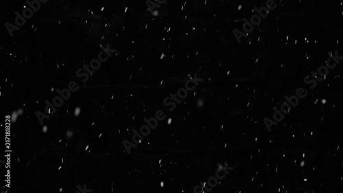 White snow isolated on black background, natural and real, winter nature, using for overlay effect