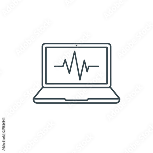 Digital Health Telemedicine ECG Laptop Icon