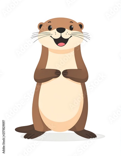 Cute cartoon bear sitting on grass.