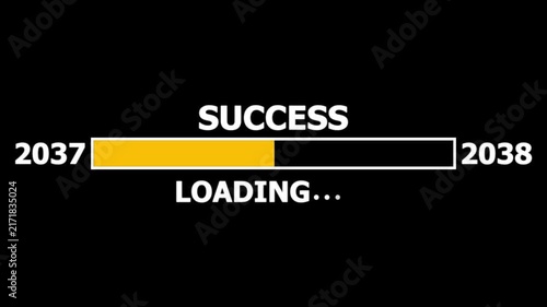 Loading bar from 2058 to 2059 new year transfer animation. Almost reaching New Year ,LOADING...text, alongside a success loading business progress and achieving goals investment, finance, innovation.