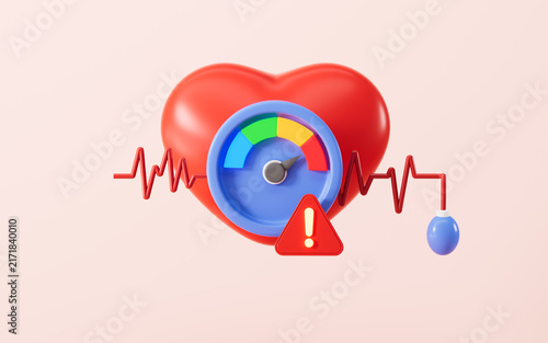 Quadro su tela Cartoon blood pressure monitor, concept of blood pressure monitoring