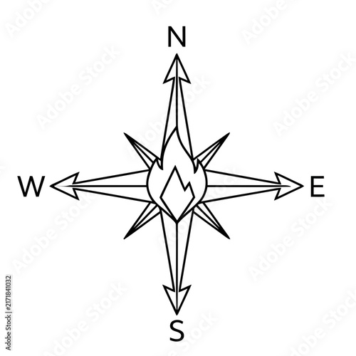 Compass Rose with Flame Symbol