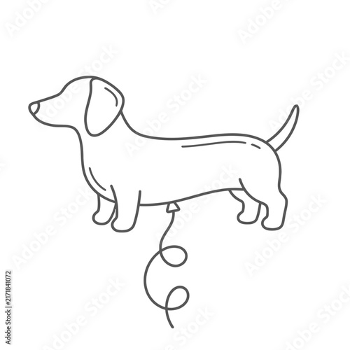 Dachshund dog with balloon line art