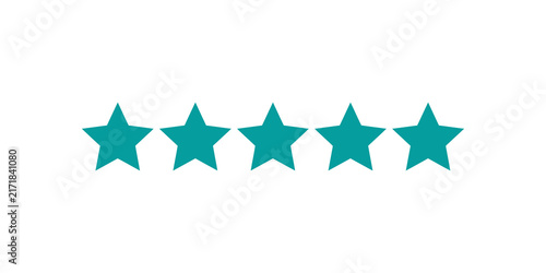 Foto Five stars feedback symbol in cyan color for rating application.